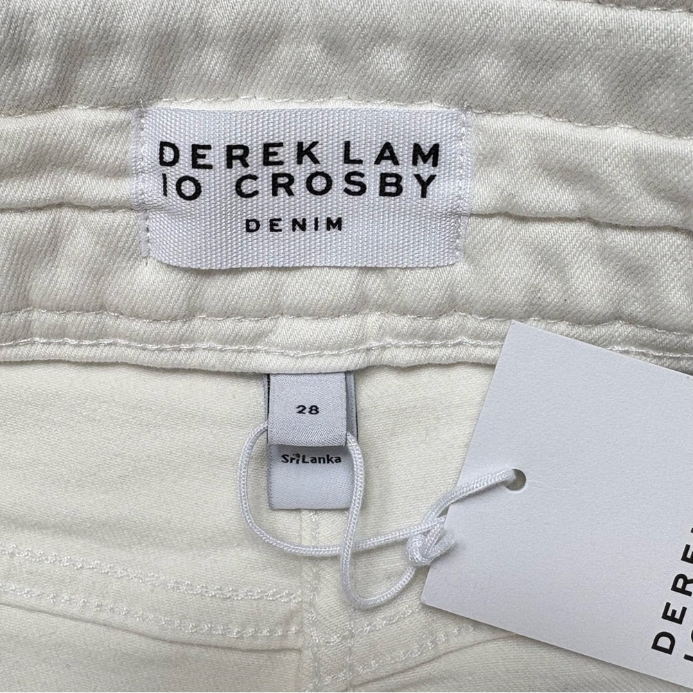 NWT Derek Lam 10 Crosby Harlow Braided High-Rise Flare Ankle Jeans Ecru 28 - Picture 11 of 15